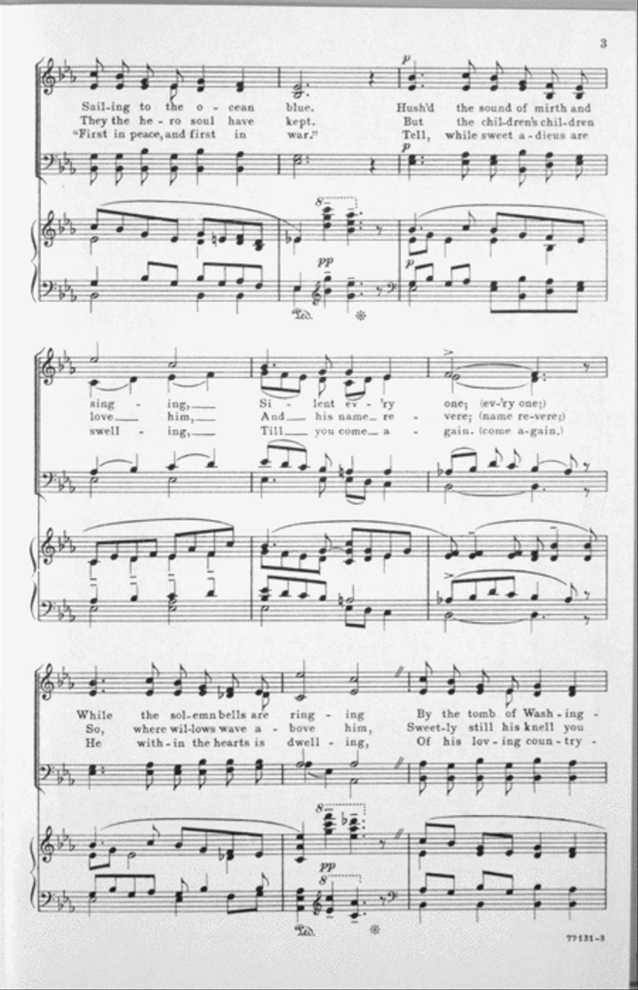 Music Relating to George Washington. Mount Vernon Bells. Chorus for Mixed Voices Choir scores gallery preview page 3