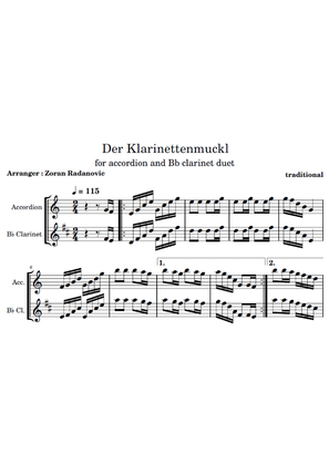 Der Klarinettenmuckl - for accordion and Bb clarinet duet