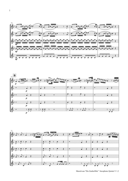 The Magic Flute, Mozart Die Zauberflöte - March (Saxophone Quartet) image number null