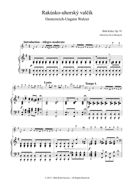 Österreich-Ungarn Walzer, Waltz for Violin and Piano, Op. 91 image number null