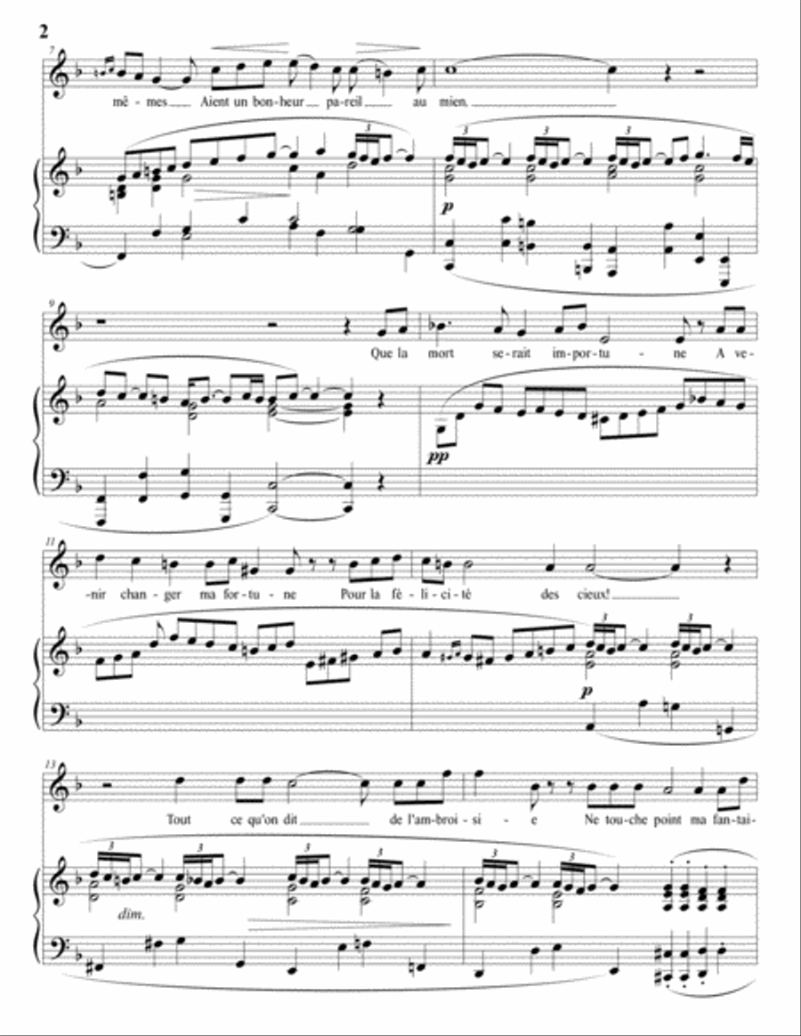 HAHN: À Chloris (in 3 medium keys: F, E, E-flat major) Voice scores gallery preview page 3