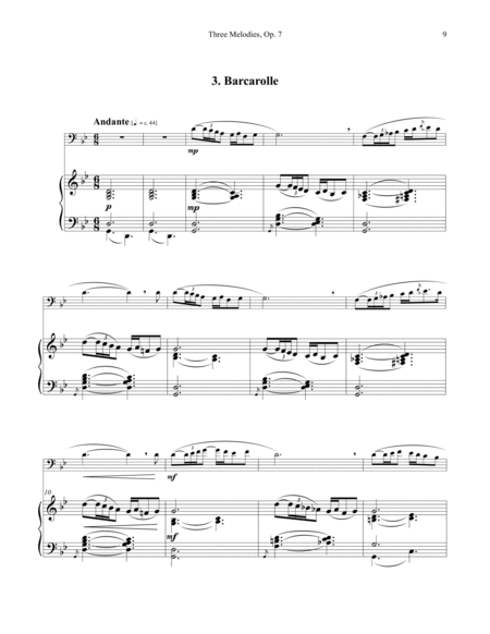 Three Melodies, Op. 7 for Trombone & Piano