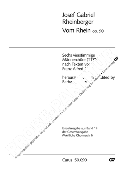Vom Rhein op. 90. Sechs vierstimmige Mannerchore