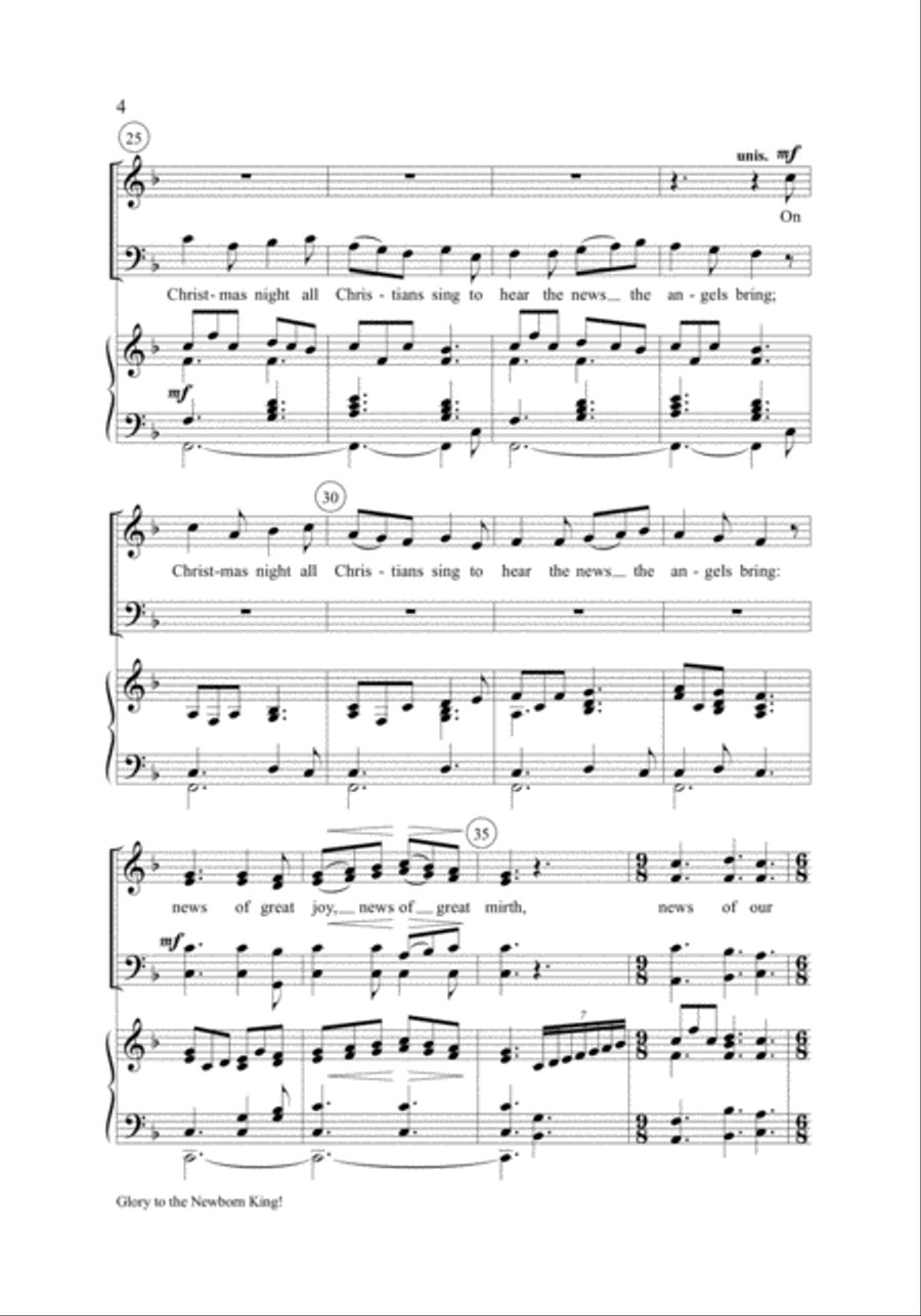 Glory to the Newborn King! 4-Part scores gallery preview page 4