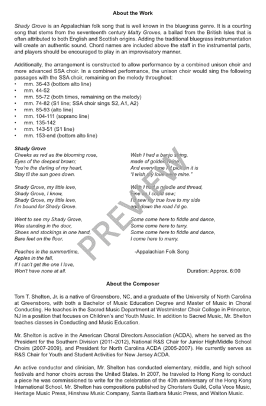 Shady Grove (Vocal Score) SSA scores gallery preview page 3