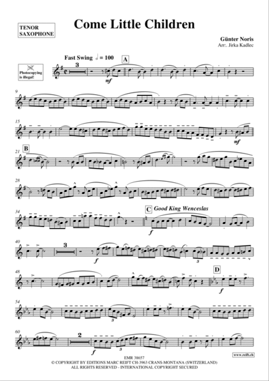 Come Little Children Tenor Saxophone scores gallery preview page 2