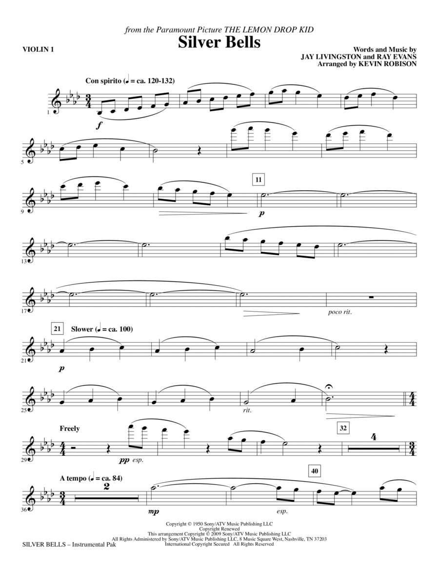 Silver Bells - Violin 1 Choir scores gallery preview page 1