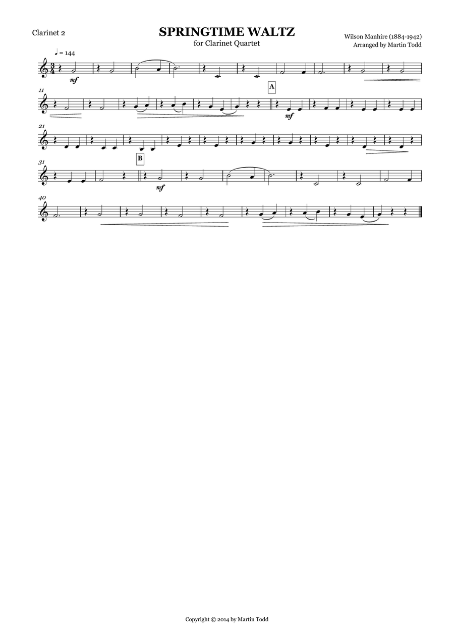 Springtime Waltz for Clarinet Quartet Clarinet Quartet scores gallery preview page 3
