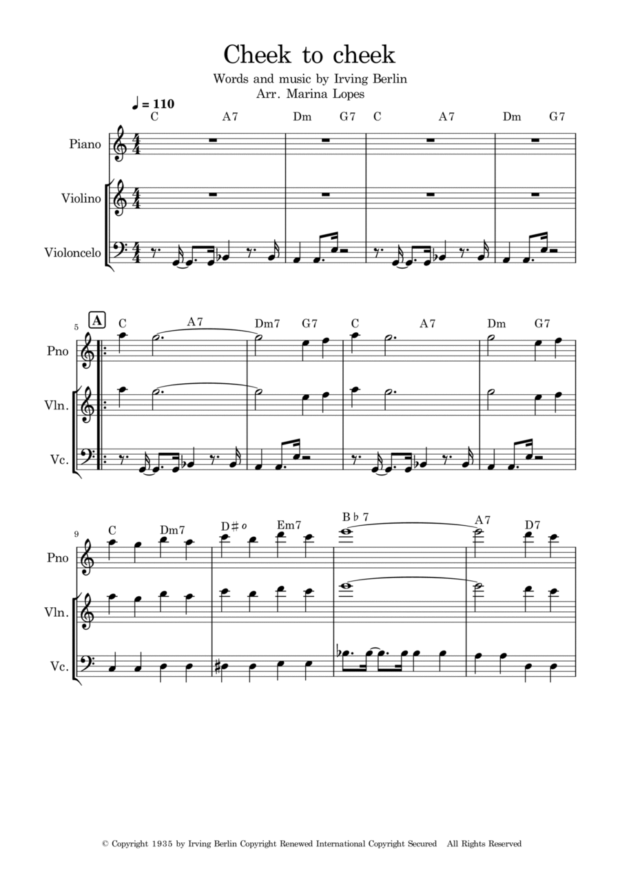Cheek To Cheek Piano Trio scores gallery preview page 1