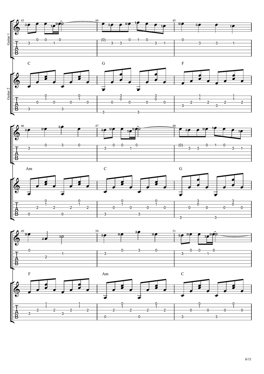 Counting Stars Guitar Ensemble scores gallery preview page 6