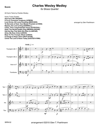 CHARLES WESLEY MEDLEY - unaccompanied BRASS QUARTET (12 hymn medley)