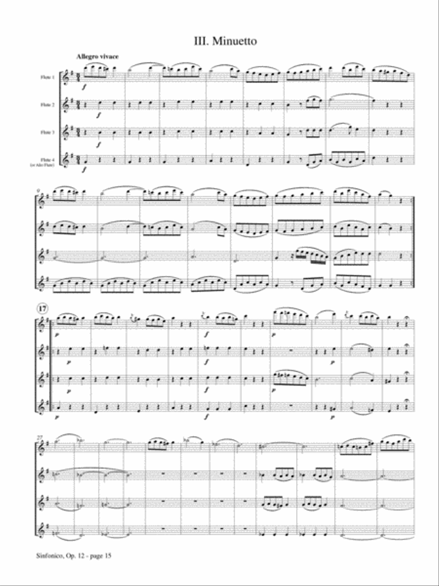 Sinfonico, Op. 12 for Flute Quartet Flute Quartet scores gallery preview page 4