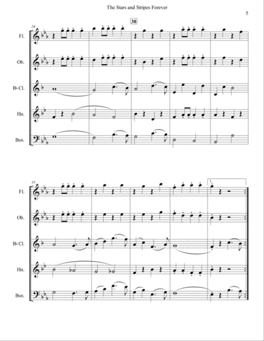 The Stars and Stripes Forever for Woodwind Quintet Woodwind Quintet scores gallery preview page 5