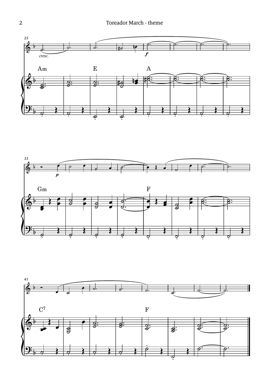 Toreador March (from the opera Carmen) - easy version Chamber Music scores gallery preview page 2