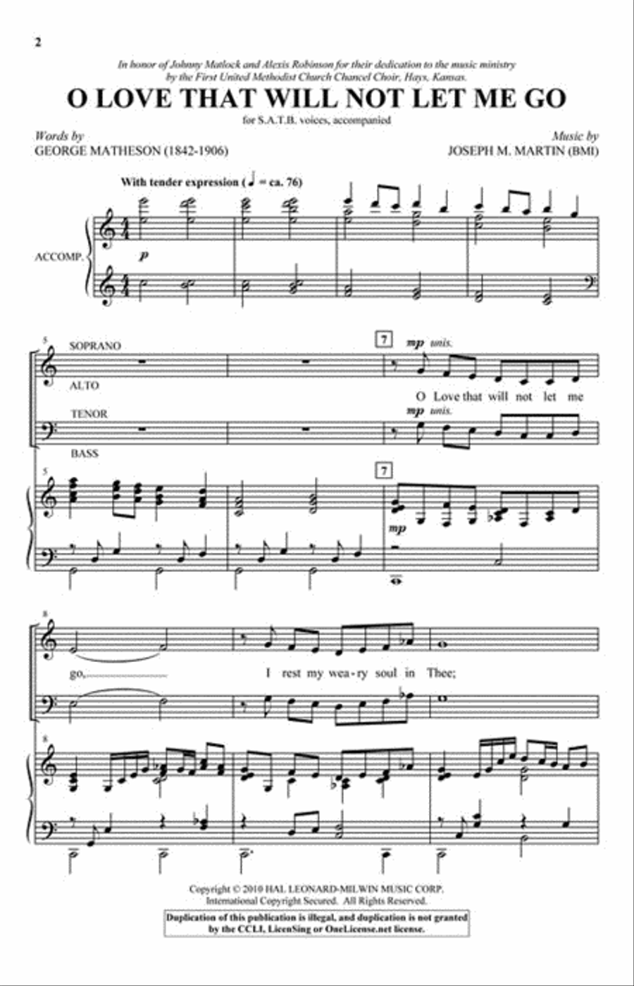 O Love That Will Not Let Me Go 4-Part scores gallery preview page 2