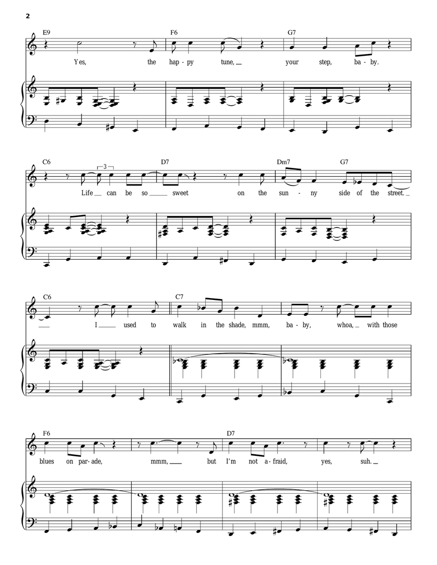 On The Sunny Side Of The Street Piano, Vocal scores gallery preview page 2