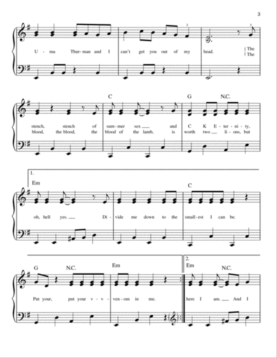Uma Thurman Uma Thurman Easy Piano scores gallery preview page 3