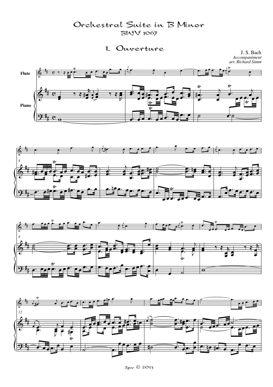 Suite in B minor, for Flute and Piano Flute Solo scores gallery preview page 1