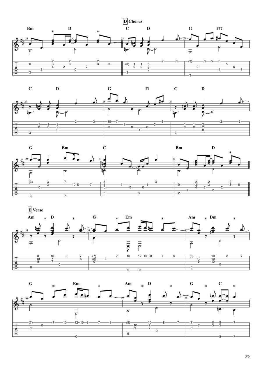 Karma Police Guitar Tablature scores gallery preview page 4