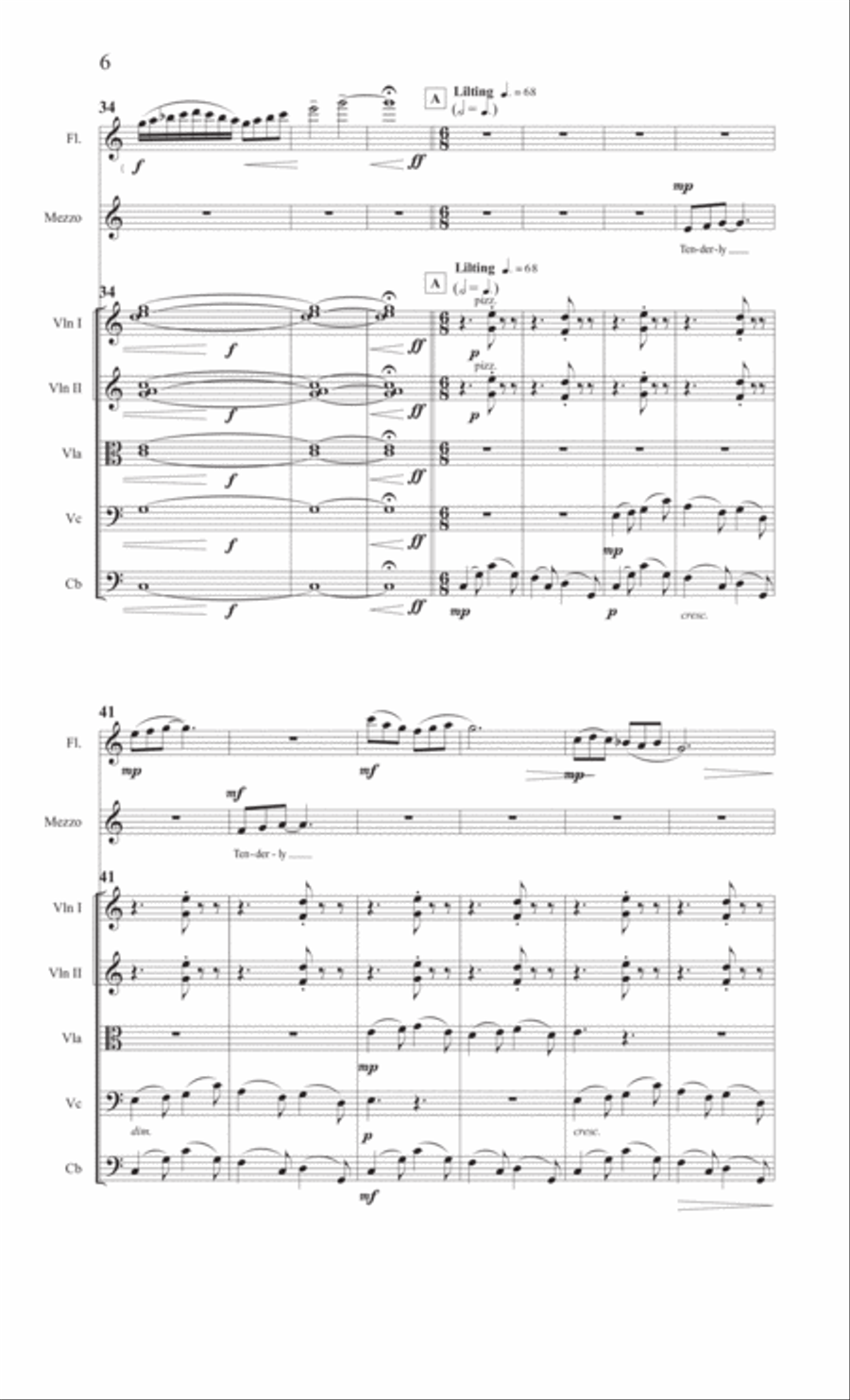 Fragile [Mezzo, Flute, String Orchestra] String Orchestra scores gallery preview page 6