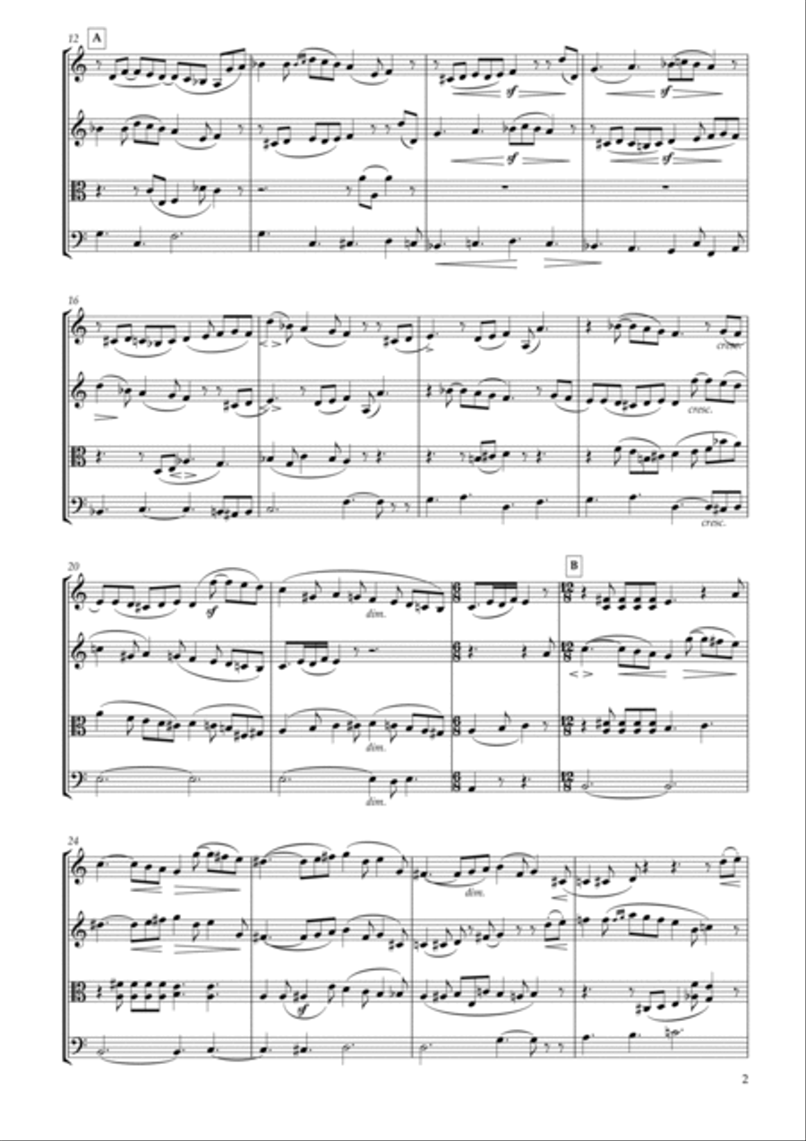 Six Etudes in Canonic Form Op.56 No.2 for String Quartet String Quartet scores gallery preview page 2
