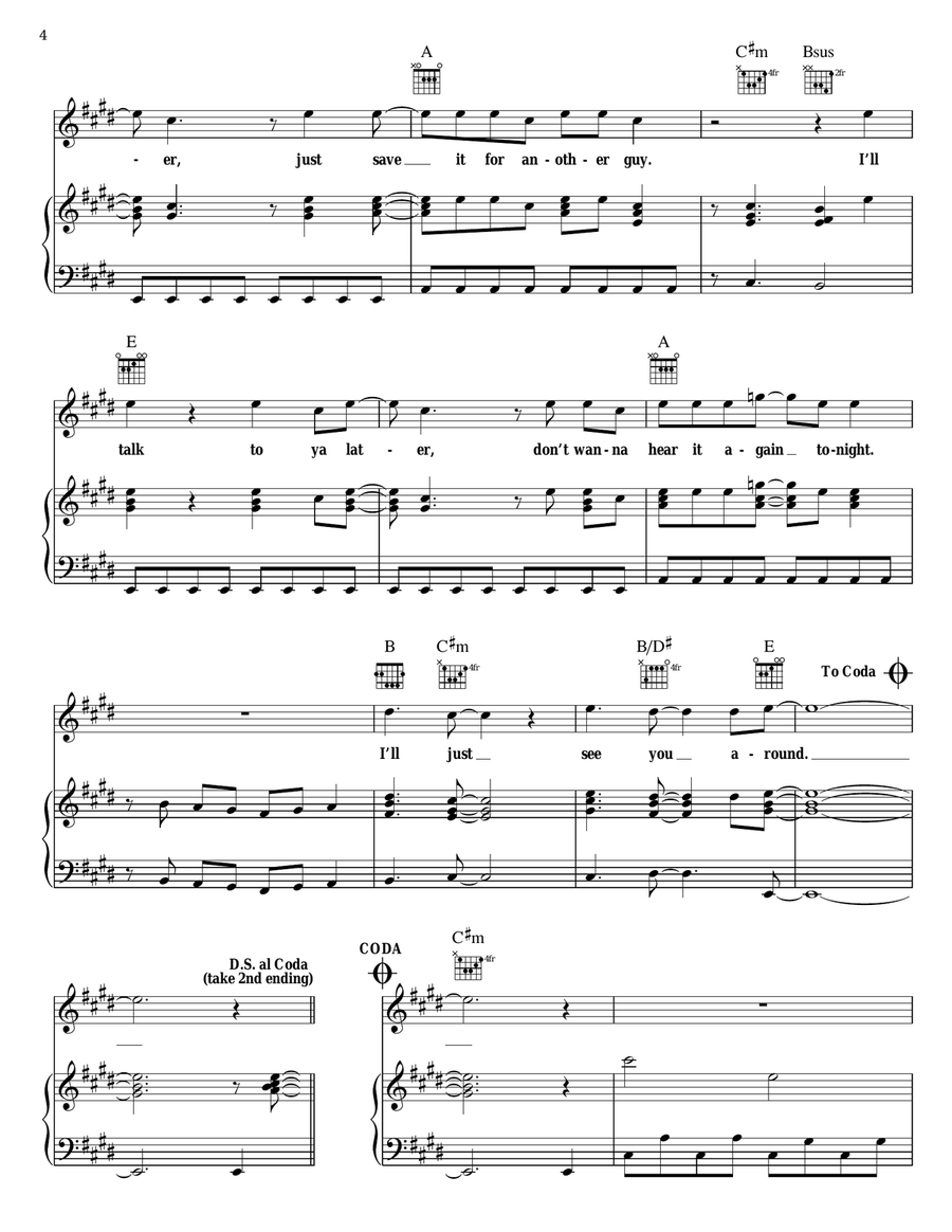 Talk To Ya Later Piano, Vocal, Guitar scores gallery preview page 4