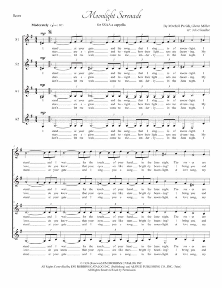 Moonlight Serenade SSAA scores gallery preview page 1