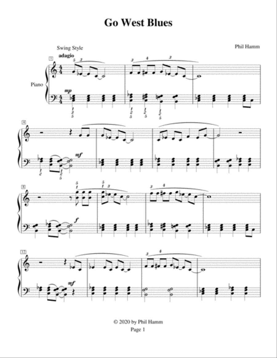 Go West Blues Go West Blues Piano Method scores gallery preview page 2