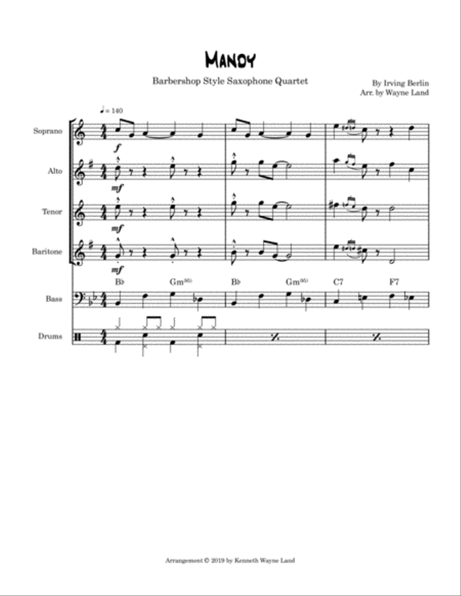 Mandy (Saxophone Quartet) Saxophone Quartet scores gallery preview page 2