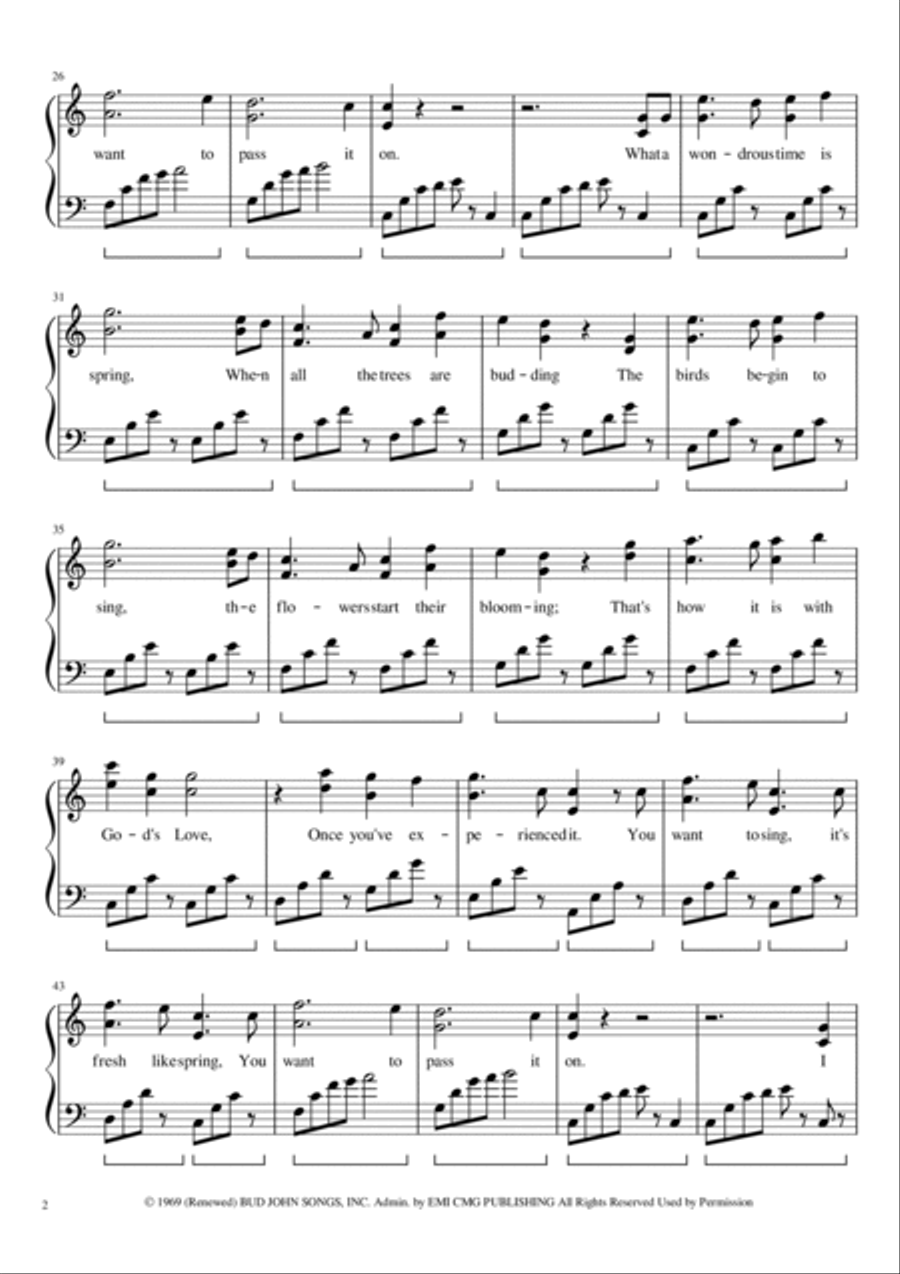 Pass It On Piano Solo scores gallery preview page 2