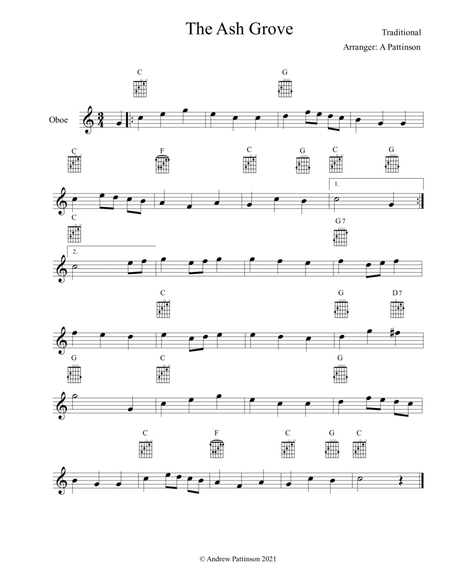 Ash Grove for Easy Oboe with Guitar Chords image number null