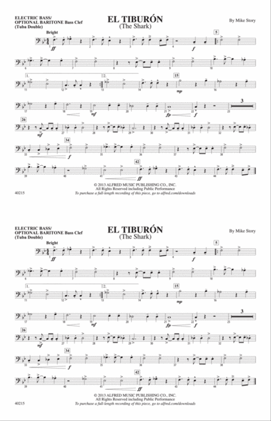 El Tiburón: Electric Bass Marching Band scores gallery preview page 1