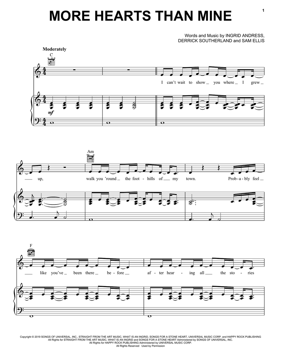 More Hearts Than Mine More Hearts Than Mine Piano, Vocal, Guitar scores gallery preview page 1