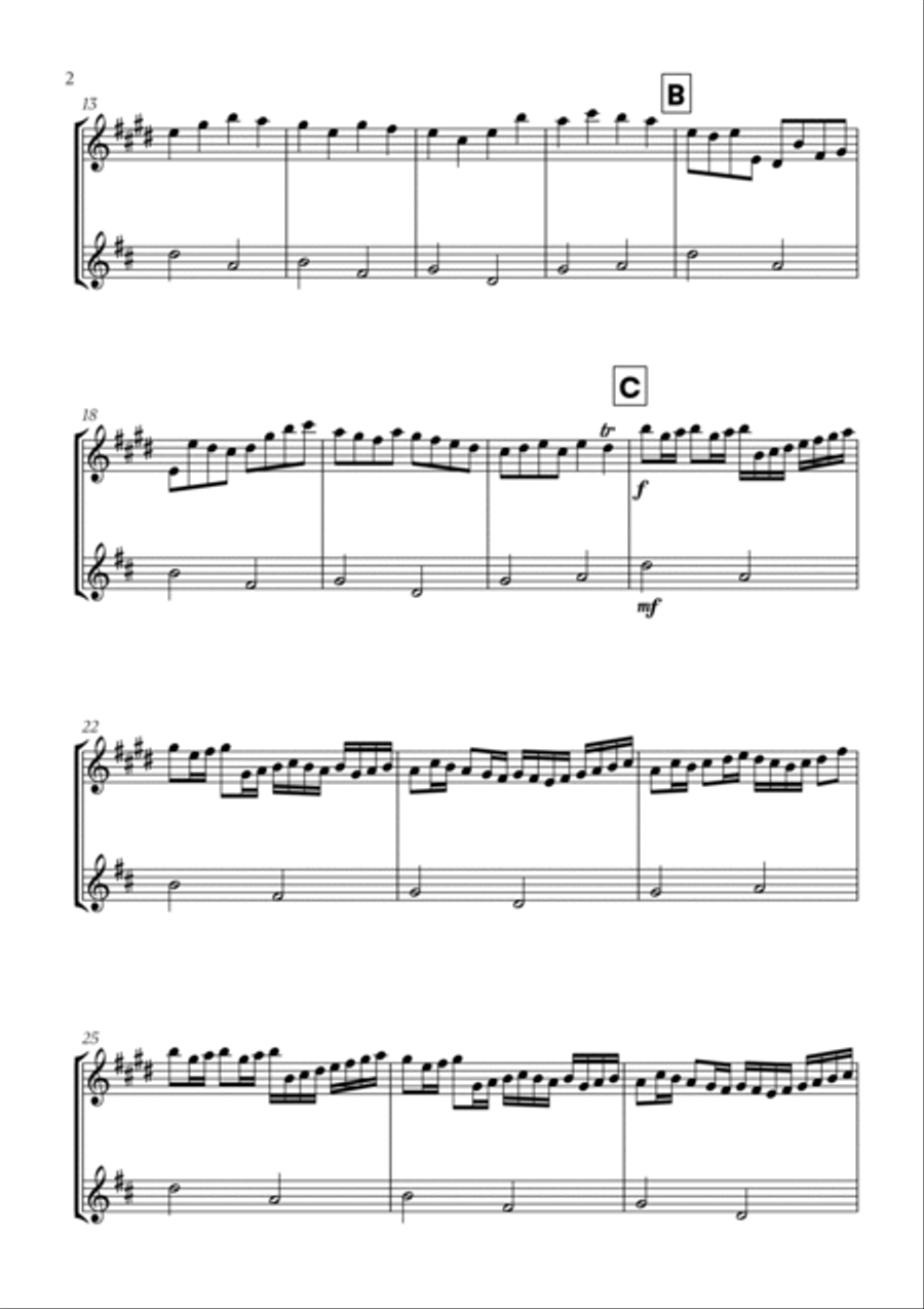 Johann Pachelbel - Canon in D (for Trumpet and Flute) Flute scores gallery preview page 2