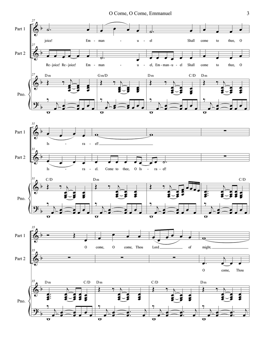 O Come, O Come, Emmanuel (2-part choir) 2-Part scores gallery preview page 3