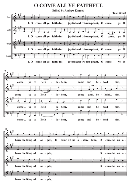 O Come All Ye Faithful A Cappella SATB image number null