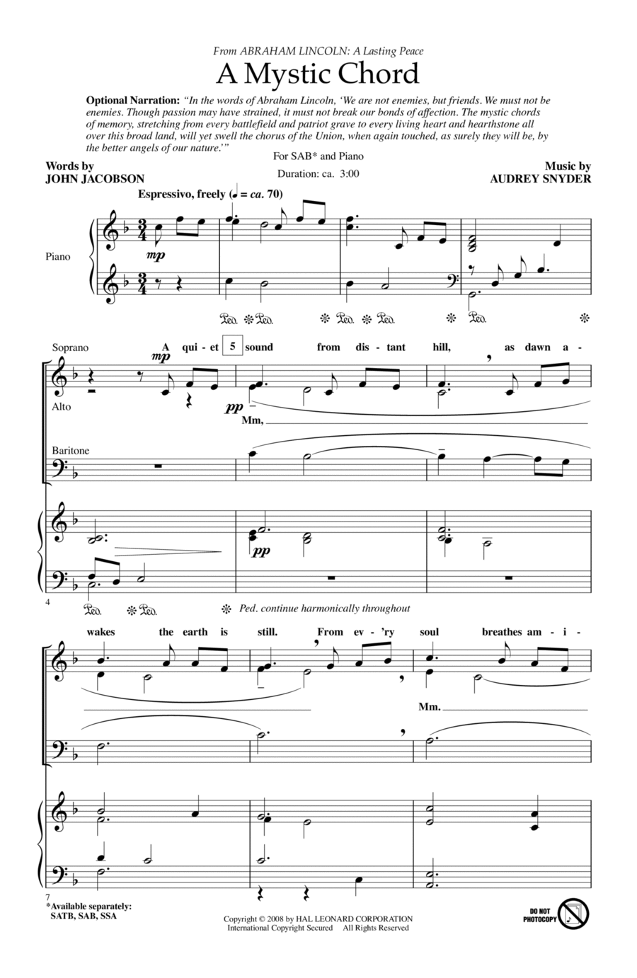 A Mystic Chord 3-Part scores gallery preview page 1