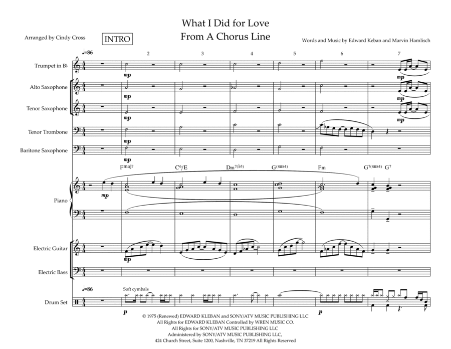 What I Did For Love Jazz Ensemble scores gallery preview page 1