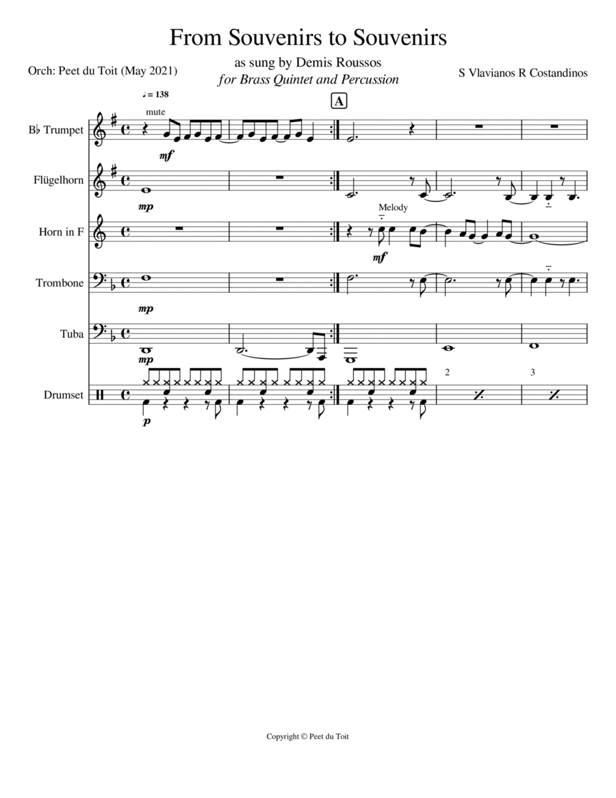From Souvenirs To Souvenirs Small Ensemble scores gallery preview page 1