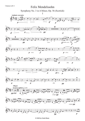 Mendelssohn Symphony No. 3 in A minor Op. 56 "Scottish" Clarinet in Bb I (transposed part)