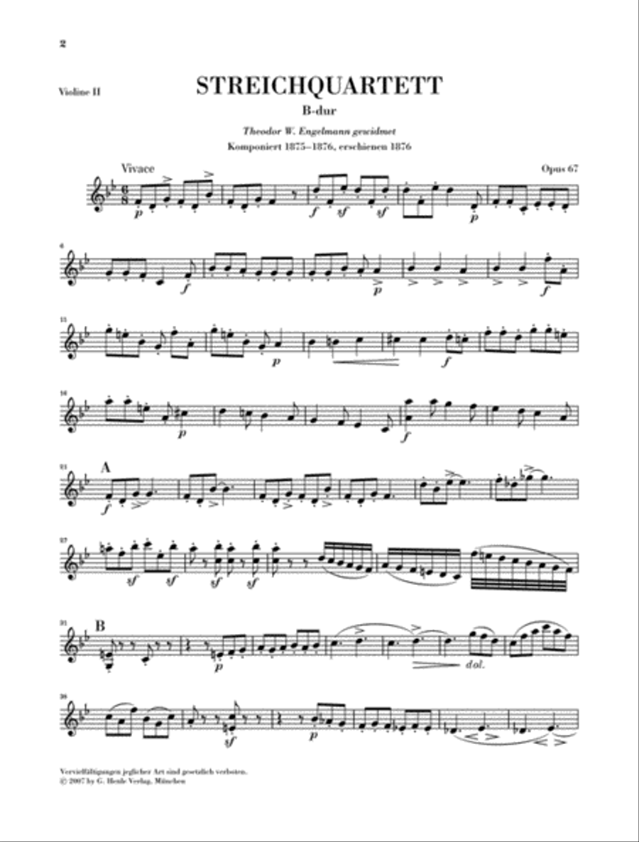 String Quartet in B-flat Major, Op. 67 String Quartet scores gallery preview page 3