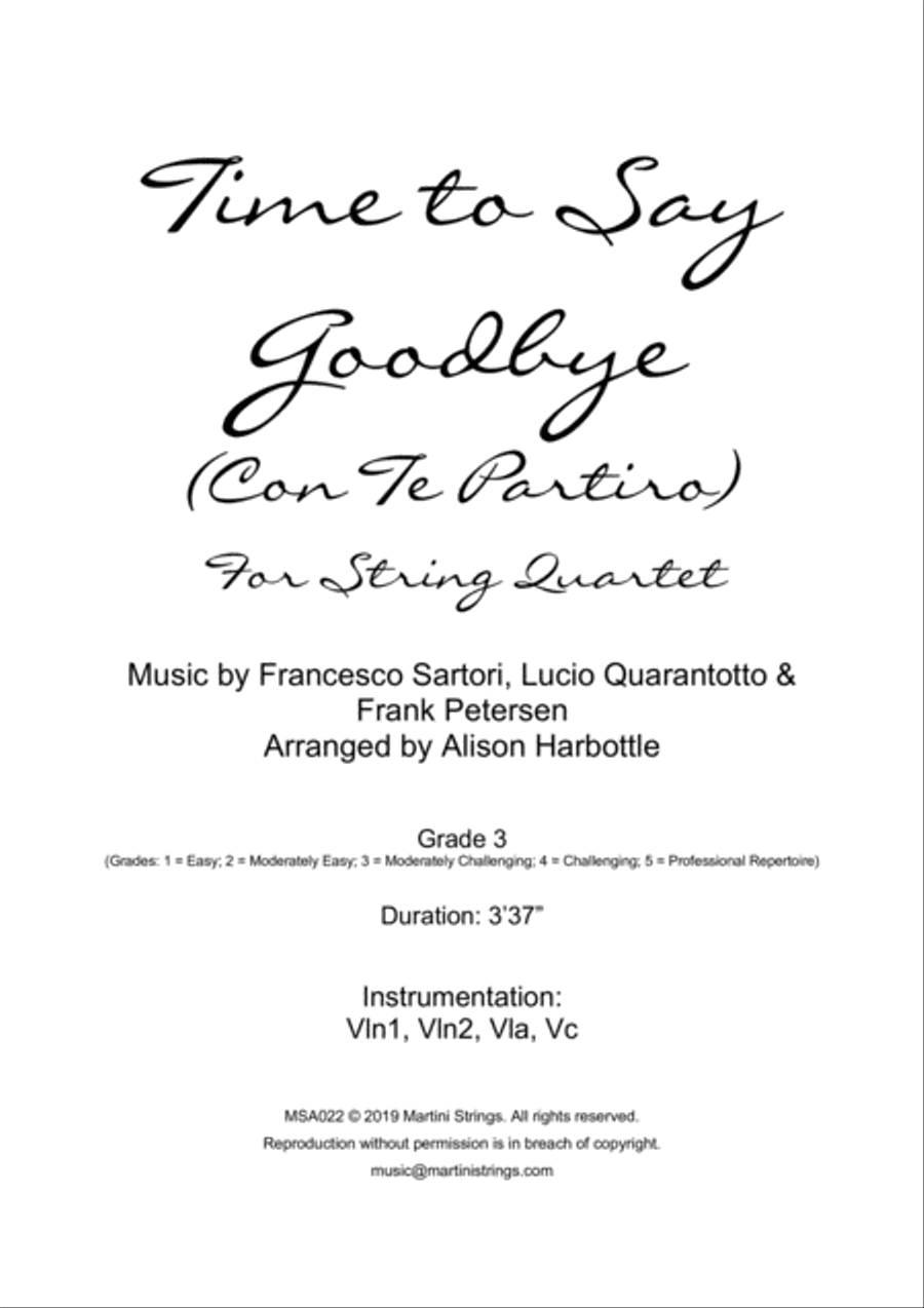 Time To Say Goodbye String Quartet scores gallery preview page 1
