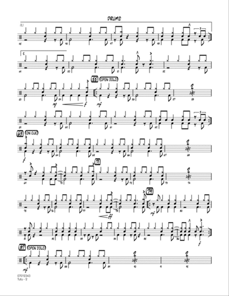 Tutu - Drums Tutu - Drums Jazz Ensemble scores gallery preview page 2