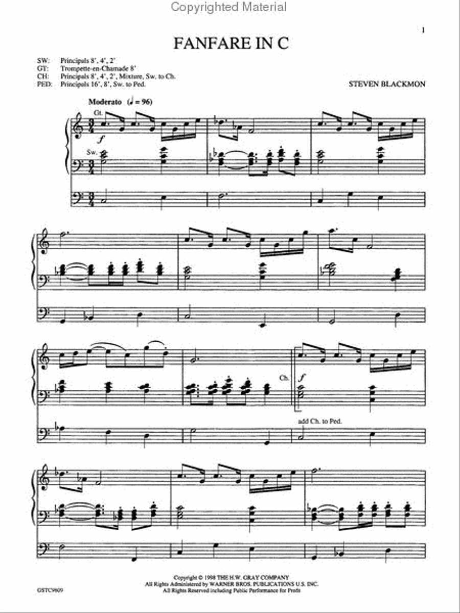 Fanfare in C Organ scores gallery preview page 2