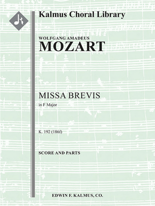 Book cover for Missa Brevis in F, K. 192/186f