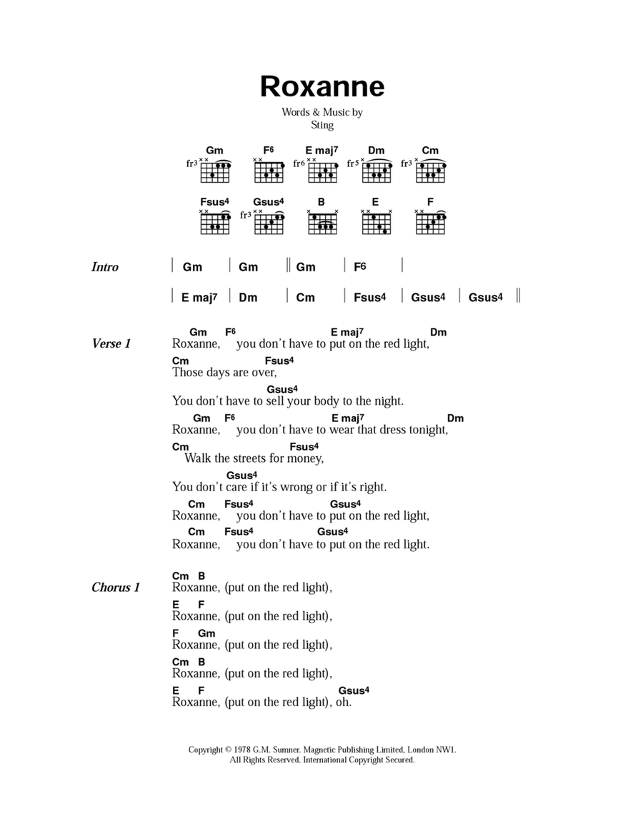 Roxanne Guitar scores gallery preview page 1