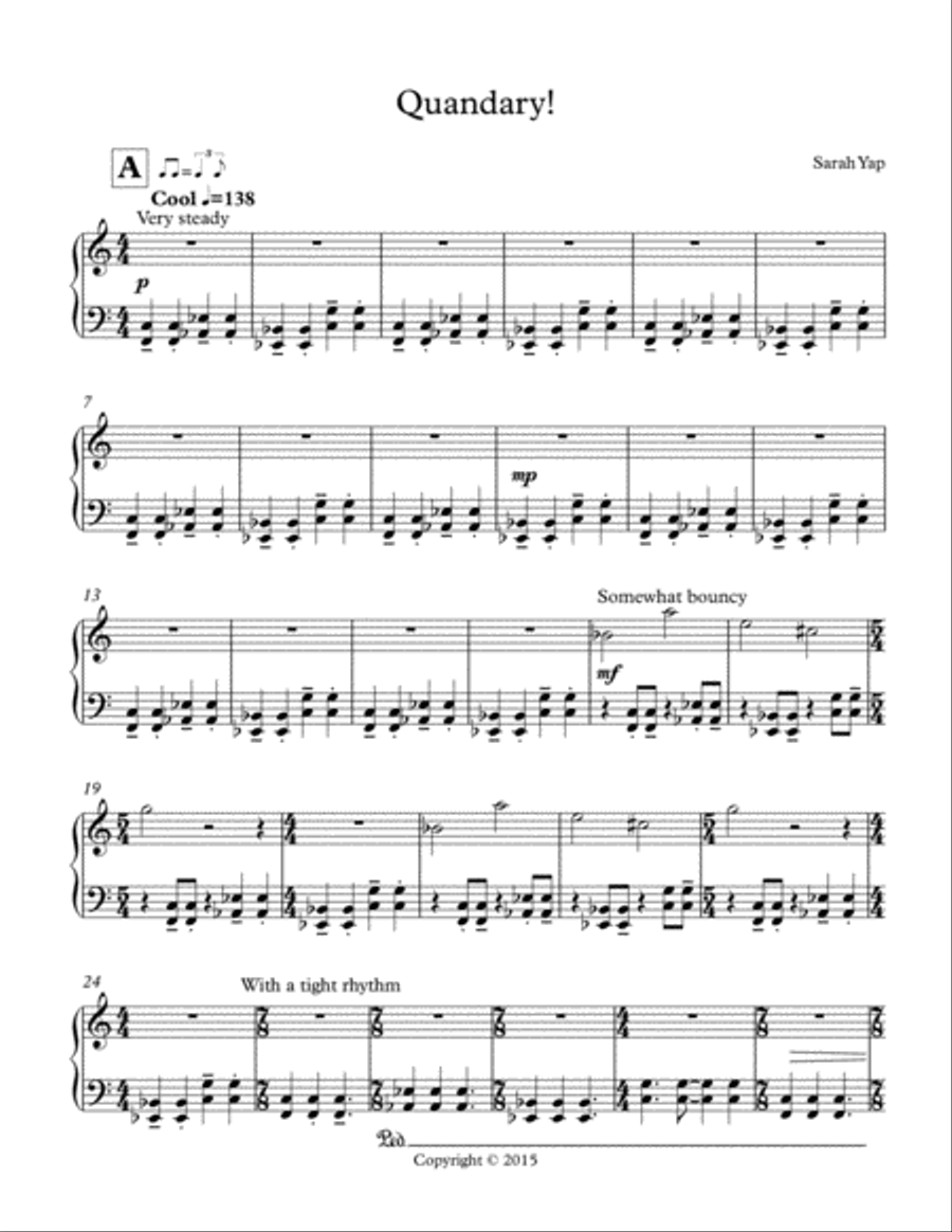 Quandary!! Piano Solo scores gallery preview page 2