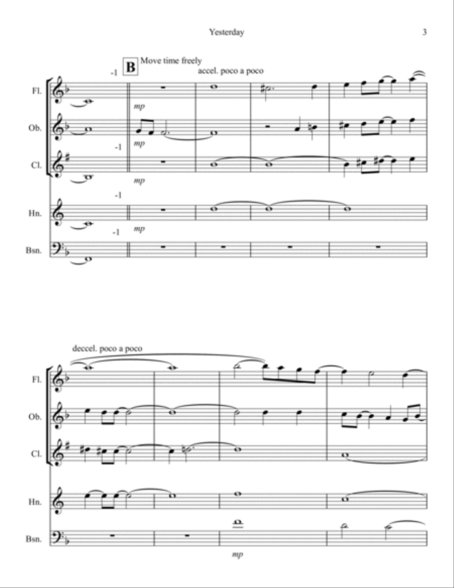 Yesterday Woodwind Quintet scores gallery preview page 3