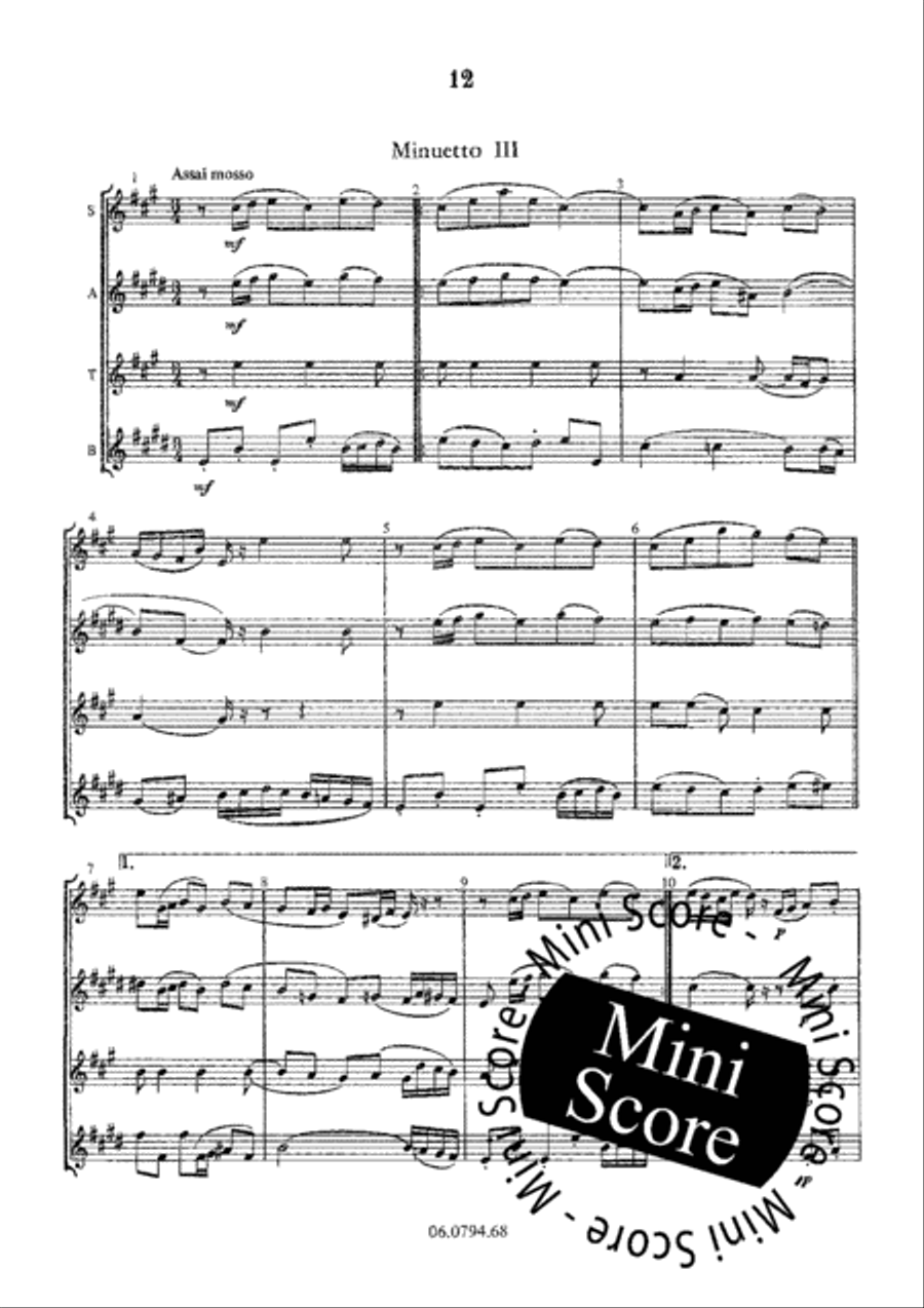 Three Minuets Three Minuets Saxophone Quartet scores gallery preview page 14