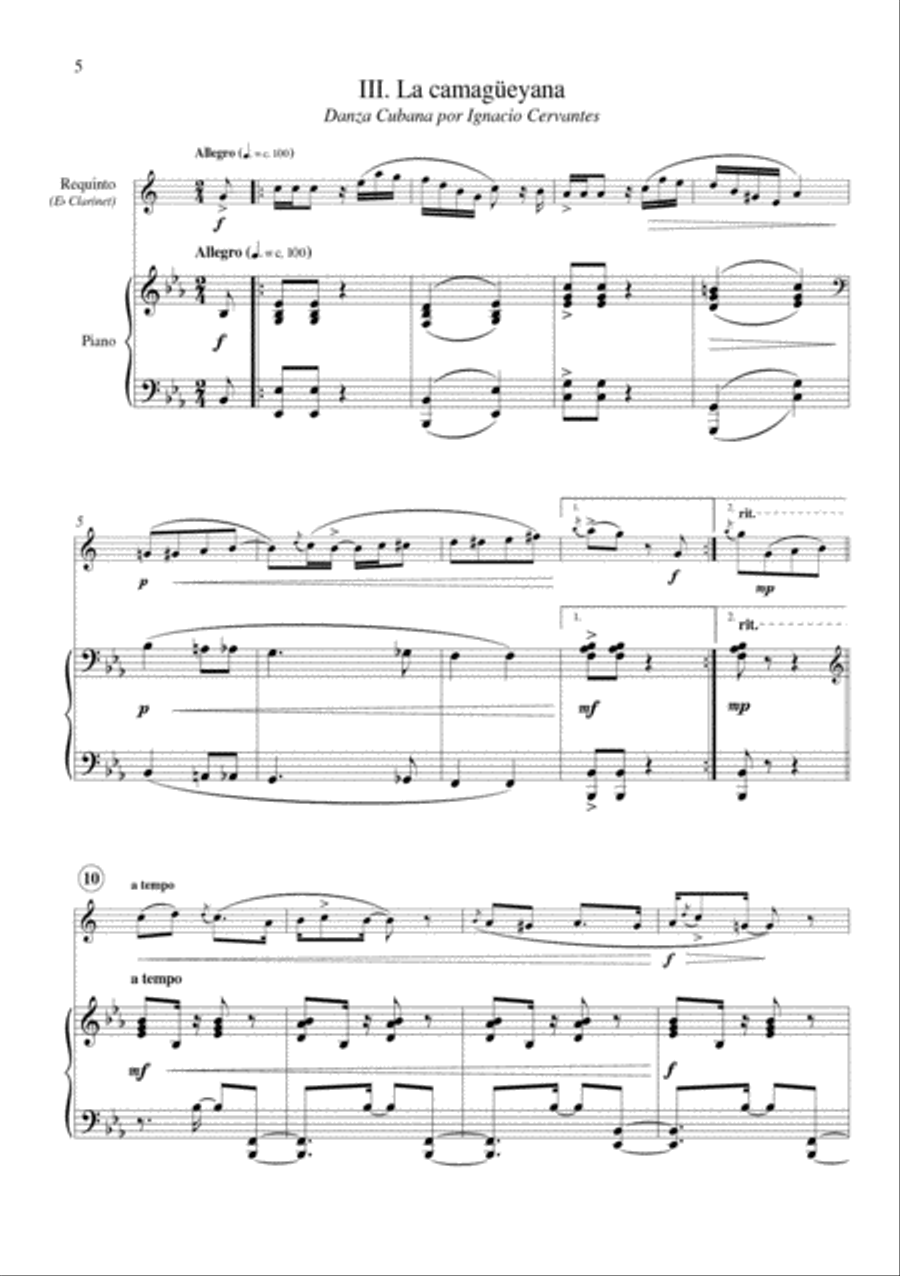 Suite Caribeana for E-flat Clarinet and Piano E-Flat Clarinet scores gallery preview page 4